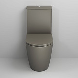 Унитаз GR-4480GSMS Color (620*365*810) ХАКИ МАТОВЫЙ напольный БЕЗОБОДКОВЫЙ с тонкой крышкой, 2 места