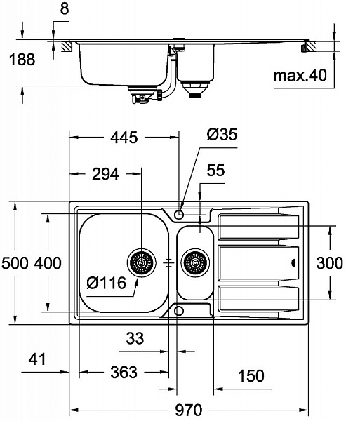 Мойка кухонная Grohe K400 31567SD0