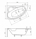 Акриловая ванна Besco Bianka 150x95 WAB-150-NL Левая