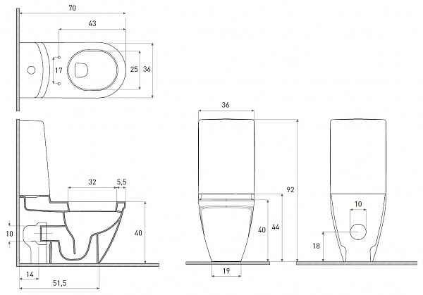 Бачок для унитаза Bocchi Taormina Arch 1126-006-0120 серый