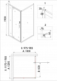 Душ.ограждение NG-43-12AG-A100G (120*100*190) прямоугольник, дверь распашная, 2 места