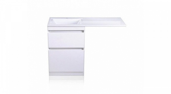 Тумба напольная Style line Даллас 140, 2 ящика, Люкс белая, под раковину, PLUS