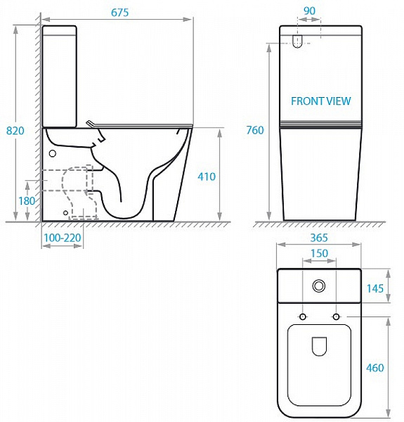 Унитаз-чаша "Koller Pool" KVADRO Rimless, сиденье дюропласт: SoftClose, Take Off, антибактериальное покрытие, система «Антивсплеск»