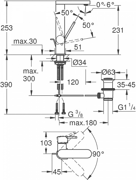 Смеситель для раковины Grohe Plus 23851003