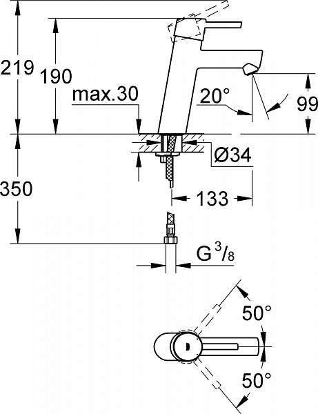 Смеситель для раковины Grohe Concetto 23451001
