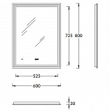 Зеркало Kerama Marazzi TECNO c LED 60 с подсветкой, с функцией антизапотевание, белое глянцевое