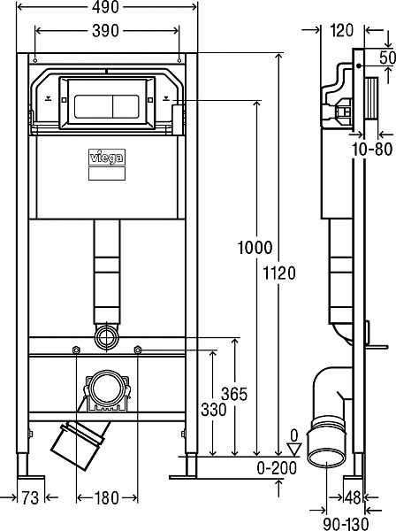 Инсталляция для унитаза Viega Prevista Dry 8524.10 + клавиша смыва 792824