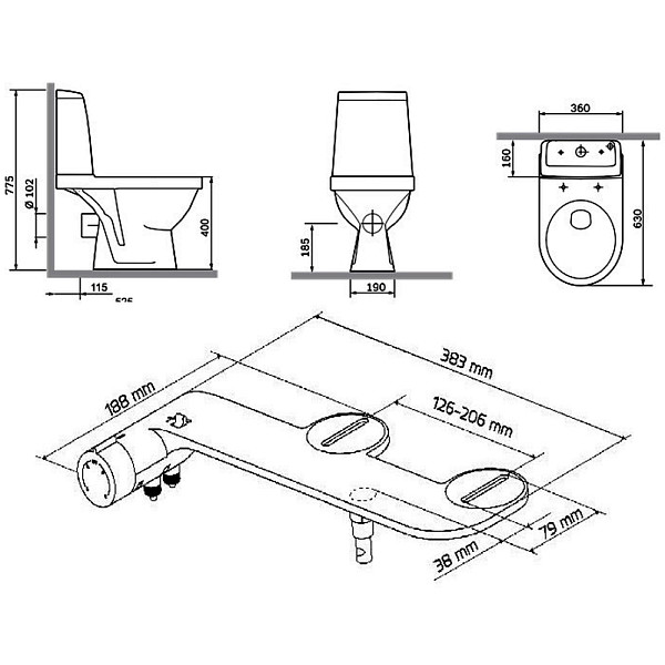421788607SC Origin Evo 2 унитаз-компакт с приставкой биде и сиденьем микролифт