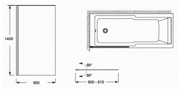 Шторка для ванны реверсивная 80x140 см Jacob Delafon Struktura E6D042-GA