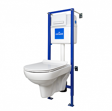 Комплект Cersanit S-SET-CityC/LPRO/S-DL/WG-w подвесной унитаз+инсталляция+кнопка