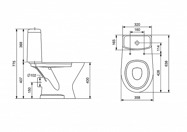 Унитаз-компакт Santeri Грация с горизонтальным выпуском 1.P210.3.S00.00B.F