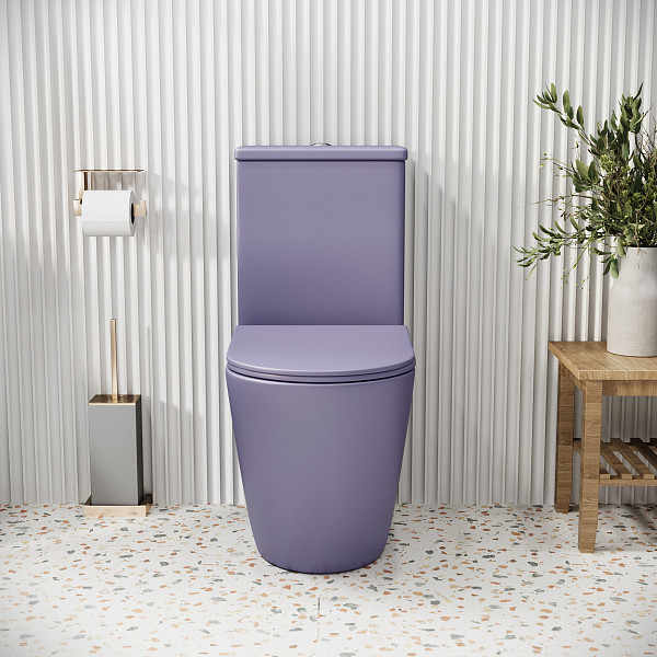 Унитаз GR-4480LIMS Color (620*365*810) ФИОЛЕТОВЫЙ МАТОВЫЙ напольный БЕЗОБОДКОВЫЙ, 2 места