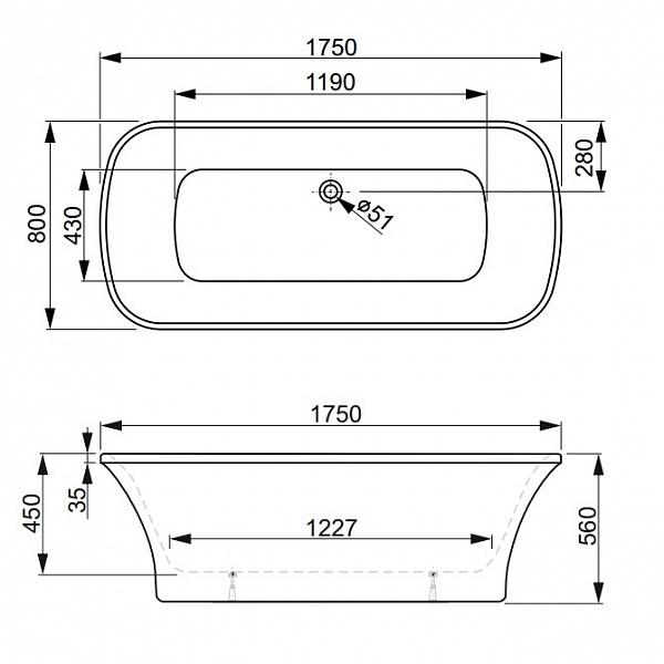 Акриловая ванна Vagnerplast Blanca NT 175х80 VPBV175BLA7NTX-04