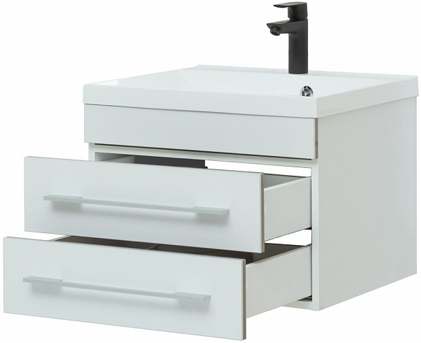 Тумба под раковину Aquanet Верона 58 белый (подвесная 2 ящика) 00176667