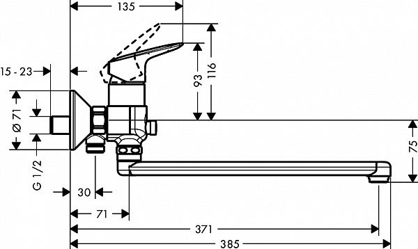 Смеситель Hansgrohe Logis 71402000 универсальный