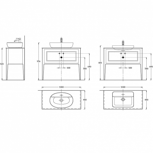 Тумба для раковины Kerama Marazzi Plaza 100 см PL.C.100.1+1\CAP