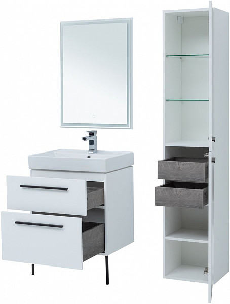 Тумба под раковину Aquanet Nova 60 белый (2 ящика) 00242279