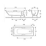 Чугунная ванна Jacob Delafon Prelude 170x70 с отверстиями под ручки E2924-00