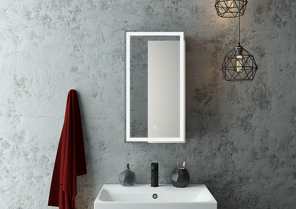 Зеркало-шкаф Континент"Mirror Box black Led" 350х650 правый