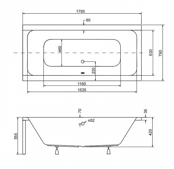 Акриловая ванна Besco Quadro 180x80 WAQ-180-PK