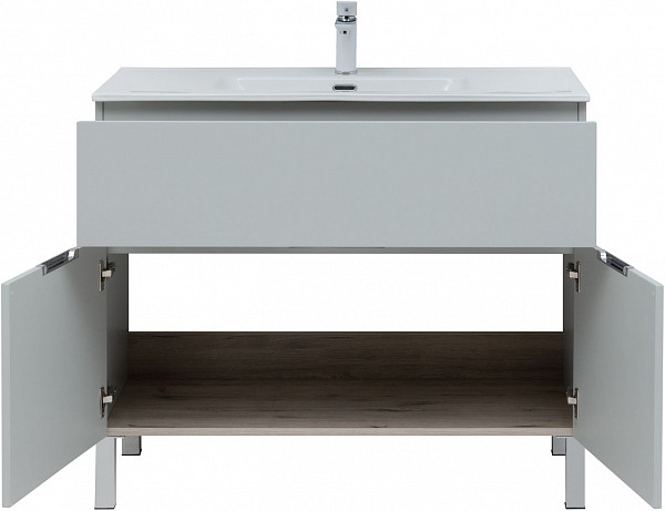 Тумба под раковину Aquanet Алвита New 100 1 ящик, 2 дверцы, серый 00277556