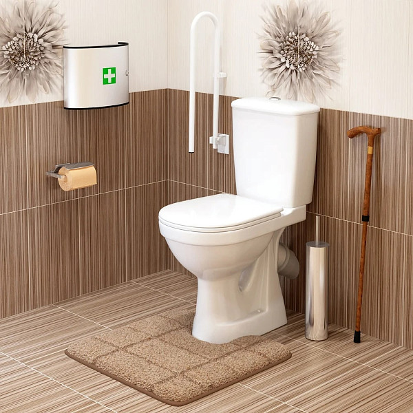 Унитаз-компакт Оскольская керамика Персона Стандарт, подвод воды нижний, косой выпуск, с откидным окрашенным поручнем