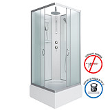 Душ.каб. NG-1108-14BKT (900х900х2100-2400) средний поддон(26см) стекло МАТОВОЕ 4 места с полкой