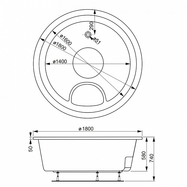 Акриловая ванна Vagnerplast Rondo 180x180 VPBA180RON9X-04