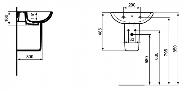 Полупьедестал для раковины Ideal Standard Tesi T033401