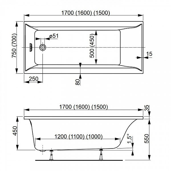Акриловая ванна Vagnerplast Veronela 150x70 VPBA157VEA2X-04