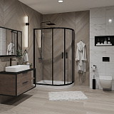 Душ. ограждение Niagara NG-6821-08 BLACK (120*80*190) полукруг, двери раздвижные, 1 место