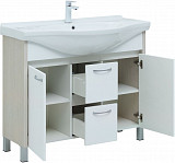 Тумба под раковину Aquanet Донна 100 белый дуб/белый (2 дверцы, 2 ящика) 00274164