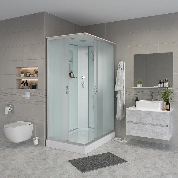 Душ.каб. NG-43975-14Q (900х700х2150) низкий поддон(13см) стекло МАТОВОЕ 3 места