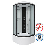 Душ.каб. NG-6707-14G (800х800х2150) высокий поддон(40см) стекло ПРОЗРАЧНОЕ черные профиля 4 места