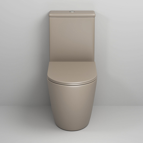 Унитаз GR-4480BRLMS Color (620*365*810) СВЕТЛО-КОРИЧНЕВЫЙ МАТОВЫЙ напольный БЕЗОБОДКОВЫЙ, 2 места