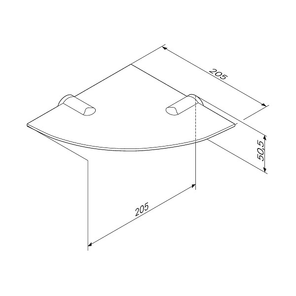 A8434900 X-Joy Угловая стеклянная полка, 20 см