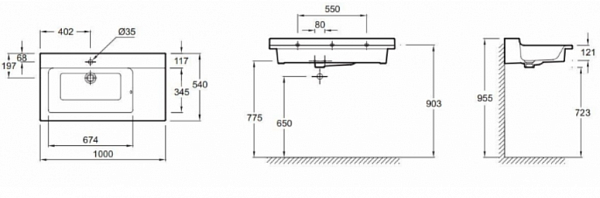 Подвесная раковина-столешница Jacob Delafon Soprano 100х54 см EXK112-00