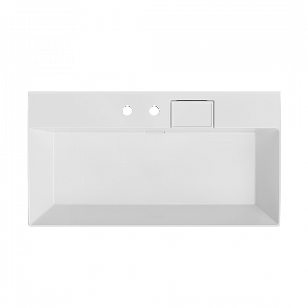 Раковина Kerama Marazzi LOGICA мебельная\подвесная с двумя отверстиями 90, белая глянцевая