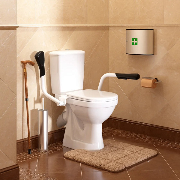 Унитаз-компакт Оскольская керамика Персона Премиум, подвод воды нижний, косой выпуск, с двойным опорным поручнем