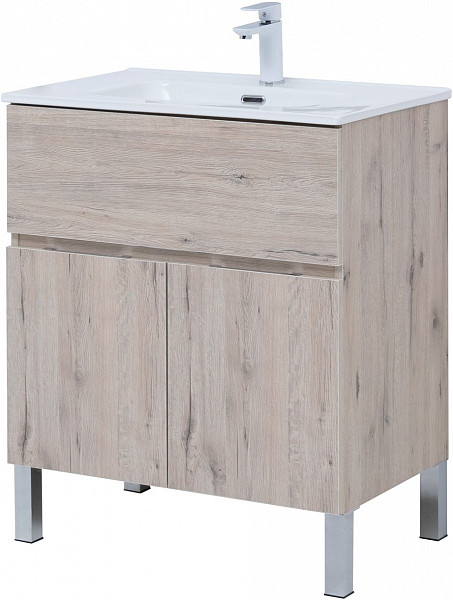 Тумба под раковину Aquanet Алвита New 70 1 ящик, 2 дверцы, дуб веллингтон белый 00303902