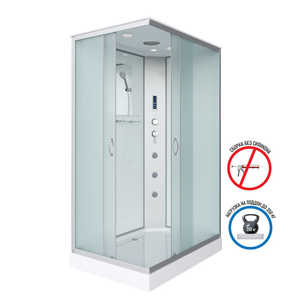 Душ.каб. NG-43085-14QF (1000х800х2150) низкий поддон(13см) стекло МАТОВОЕ 3 места