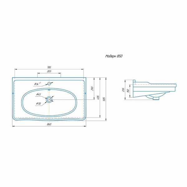 Мебельная раковина Модерн 85