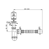 Сифон для раковины AlcaPlast A41+A71 Flexi с донным клапаном