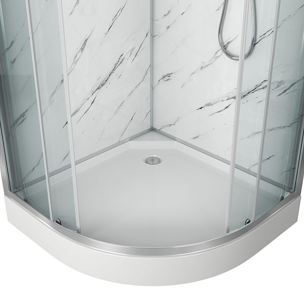 Душ.каб. NG-7702M (1000x1000х2100)  низкий поддон (15см) стенки МРАМОР 3 места