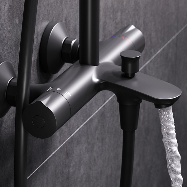 F0780522 Like душ.система, набор: смеситель д/ванны/душа с термостатом, верх.душ.d 220 мм, ручной ду