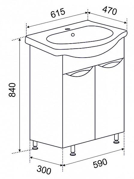 Тумба МИЛЛИ 60 с умывальником Уют 60