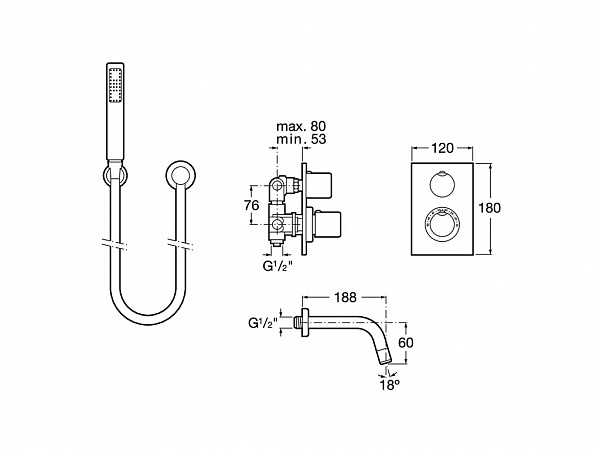 Смеситель Roca Element для ванны-душа 5A2762C00