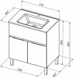 Тумба под раковину Aquanet Алвита New 70 1 ящик, 2 дверцы, серый 00303899