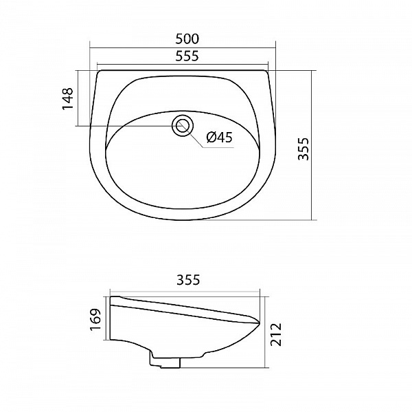 Полукруглая раковина Santek Бриз 50 без отверстия под смеситель 1WH110448