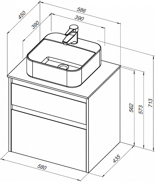 Тумба под раковину Aquanet Nova Lite 60 дуб рошелье (2 ящика) 00242577